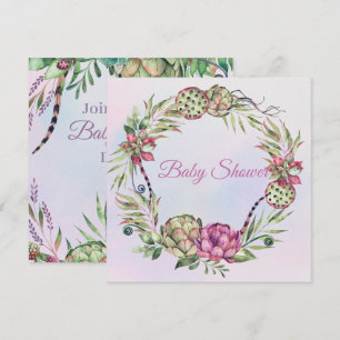 Succulent Baby shower Feestdagenkaart