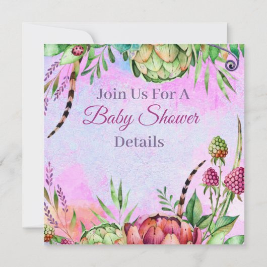 Succulent Baby shower Kaart (Achterkant)