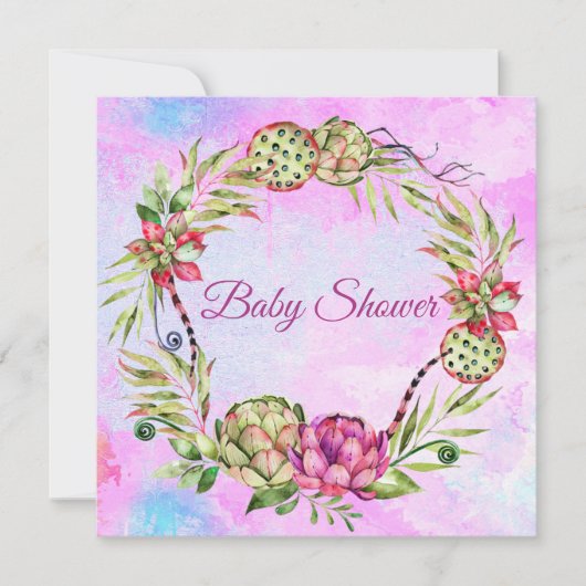 Succulent Baby shower Kaart (Voorkant)