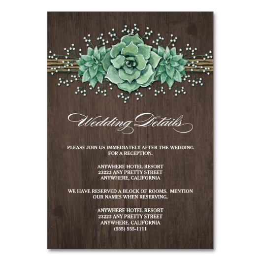 Succulent Baby's Breath Wedding Enclosure Kaarten (Voorkant)