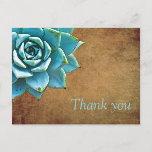 Succulent Bedankt Waterverf Rustic Brown Briefkaart
