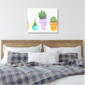 Succulent beeldscherm canvas afdruk (Insitu (Slaapkamer))