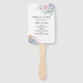 Succulent Bloemen Bloem Vintage Trouwprogramma Handwaaier (Voorkant)