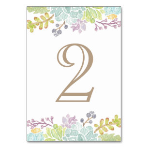 Succulent boeket Waterverf   Tabelnummer Kaart