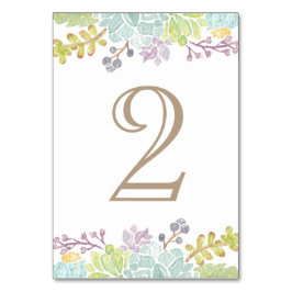 Succulent boeket Waterverf | Tabelnummer Kaart