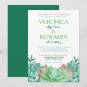 Succulent Bouquet Botanical Floral Wedding Kaart (Voorkant / Achterkant)