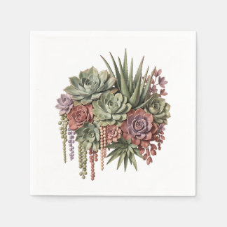 Succulent Bouquet Green Pink Servet