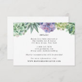 Succulent Bruiloft informatie Kaart (Voorkant / Achterkant)