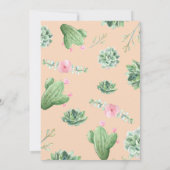 Succulent Cactus bruiloft uitnodiging goud en roze (Achterkant)