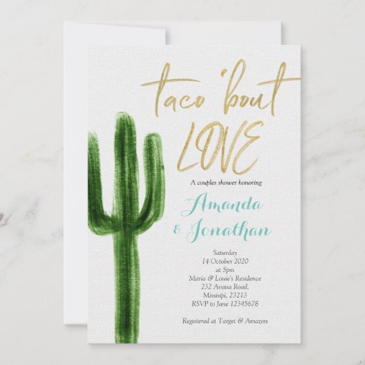 Succulent Cactus Couples Shower Invitation (Devant)