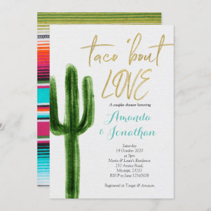 Succulent Cactus Couples Shower Invitation Kaart