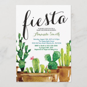 Succulent Cactus Fiesta Baby shower Invitation Kaart