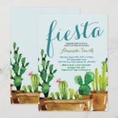 Succulent Cactus Fiesta Baby shower Invitation Kaart (Voorkant / Achterkant)