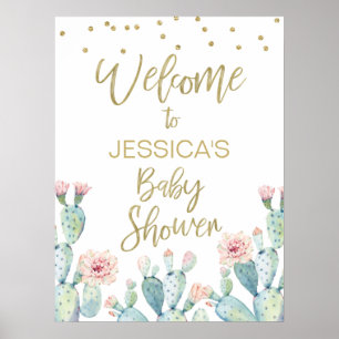 Succulent Cactus Fiesta Baby shower Welkomstbord Poster
