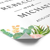 Succulent Cactus Floral Mariage Affiche de bienven (Coin)