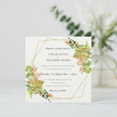 SUCCULENT CACTUS ORANJE FLORAL WATERVERF WEDING KAART (Staand voorkant)