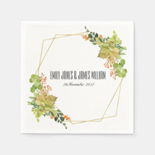 SUCCULENT CACTUS ORANJE FLORAL WATERVERF WEDING SERVET