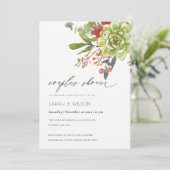 Succulent Cactus Rouge Floral Couples Invitation d (Debout devant)