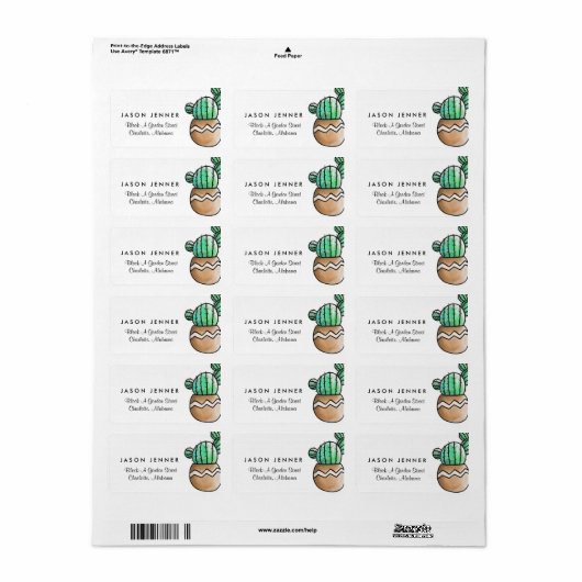 Succulent Cactus rustieke minimale bruiloft Etiket (Full Sheet)
