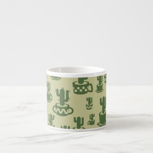 Succulent cactus silhouette in cups and pots  espresso kop (Voorkant)