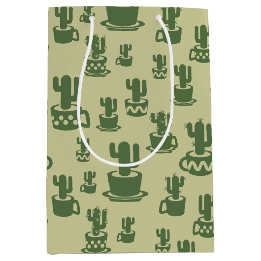 Succulent cactus silhouette in cups and pots  medium cadeauzakje (Voorkant)