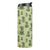 Succulent cactus silhouette in cups and pots thermosbeker (Gedraaid links)