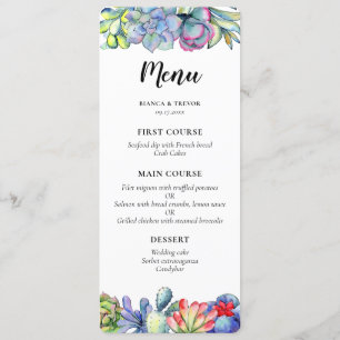 Succulent cactus waterverf bruiloft menu