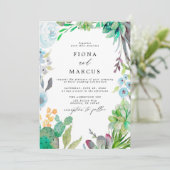 Succulent Cactus Wedding Uitnodiging (Staand voorkant)