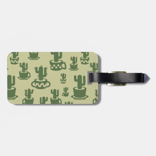 Succulent cactussilhouet in bekertjes en potten bagagelabel (Achterkant horizontaal)