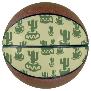 Succulent cactussilhouet in bekertjes en potten basketbal