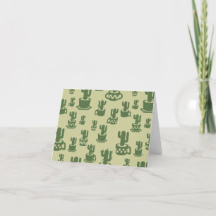 Succulent cactussilhouet in bekertjes en potten bedankkaart