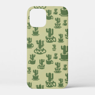 Succulent cactussilhouet in bekertjes en potten iPhone 12 mini hoesje