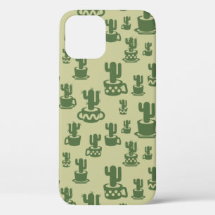 Succulent cactussilhouet in bekertjes en potten iPhone 12 hoesje
