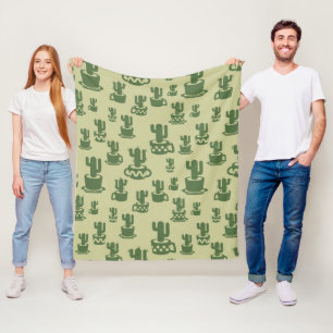 Succulent cactussilhouet in bekertjes en potten fleece deken