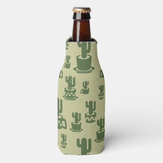 Succulent cactussilhouet in bekertjes en potten flesjeskoeler (Fles Voorkant)