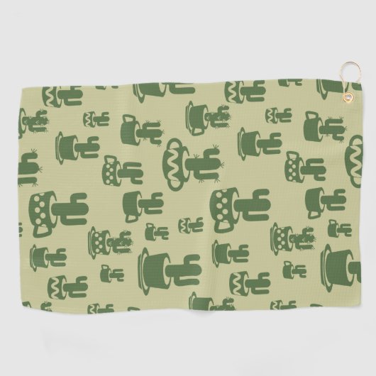 Succulent cactussilhouet in bekertjes en potten golfhanddoek (Horizontaal)