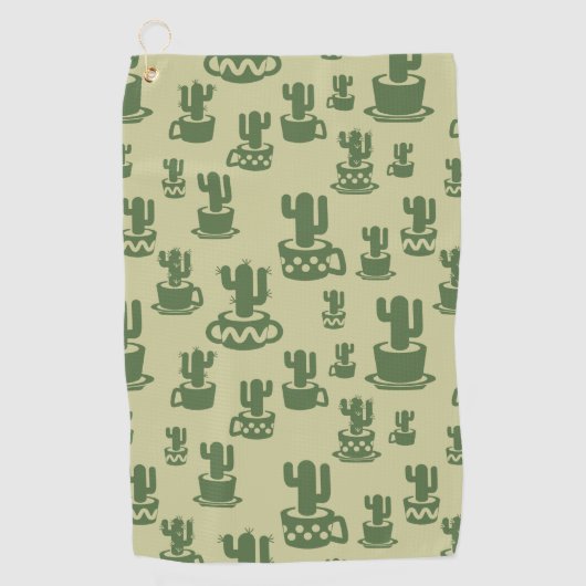 Succulent cactussilhouet in bekertjes en potten golfhanddoek (Voorkant)