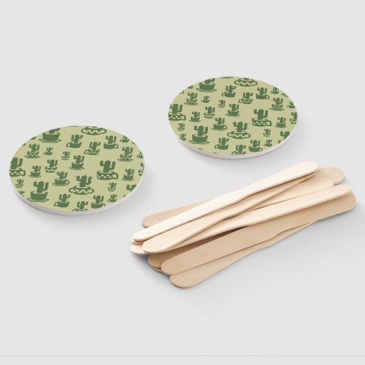 Succulent cactussilhouet in bekertjes en potten handwaaier (Niet-gemonteerd)