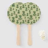 Succulent cactussilhouet in bekertjes en potten handwaaier (Voorkant en achterkant)