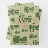 Succulent cactussilhouet in bekertjes en potten inpakpapier vel (In situ)