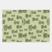 Succulent cactussilhouet in bekertjes en potten inpakpapier vel (Voorkant)