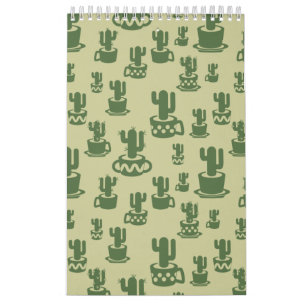 Succulent cactussilhouet in bekertjes en potten kalender