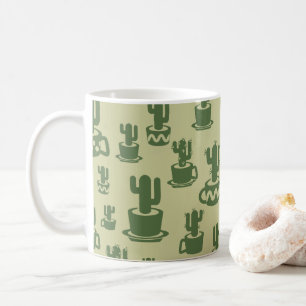 Succulent cactussilhouet in bekertjes en potten koffiemok