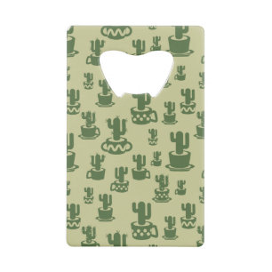 Succulent cactussilhouet in bekertjes en potten kredietkaart flessenopener