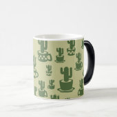 Succulent cactussilhouet in bekertjes en potten magische mok (Voorkant rechts)