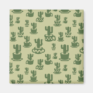 Succulent cactussilhouet in bekertjes en potten magneet