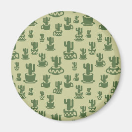 Succulent cactussilhouet in bekertjes en potten magneet