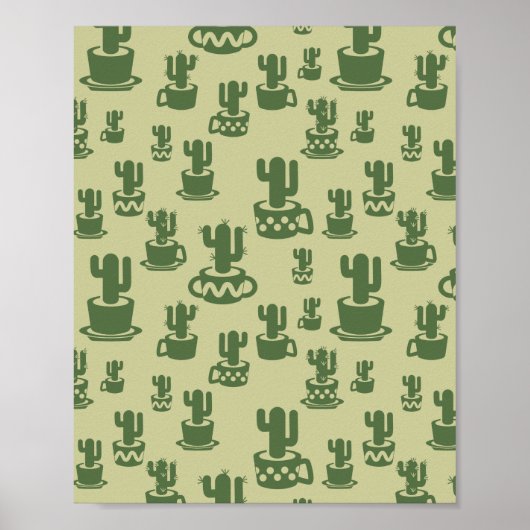Succulent cactussilhouet in bekertjes en potten poster (Voorkant)