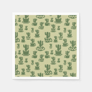 Succulent cactussilhouet in bekertjes en potten servet