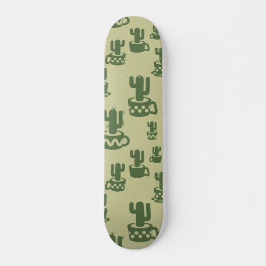 Succulent cactussilhouet in bekertjes en potten skateboard (Voorkant)